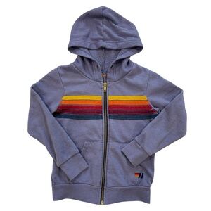 Aviator Nation Kids Hoodie Size 6 Purple Rainbow Stripe Zip Up Sweatshirt